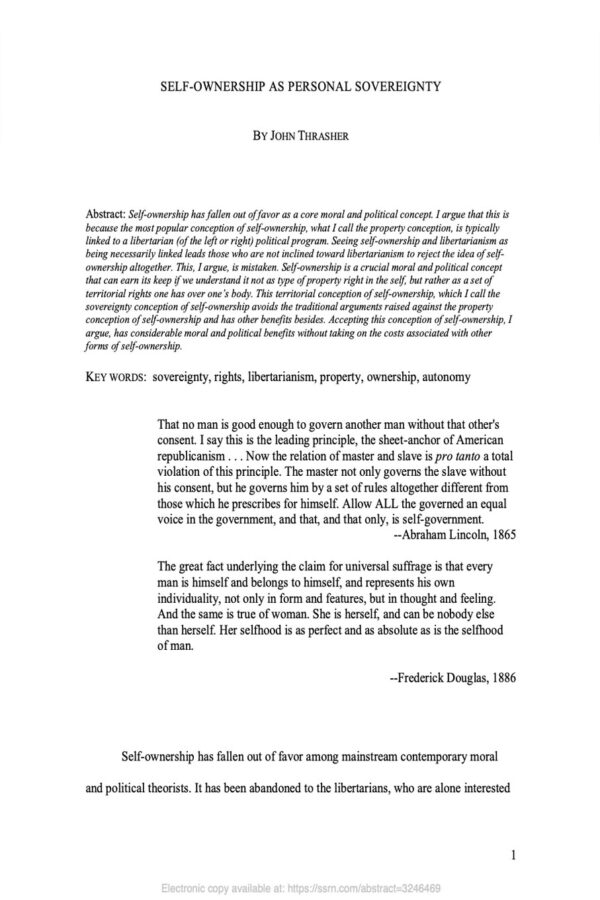 Self-Ownership as Personal Sovereignty